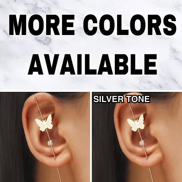 ⚜️[𝟯/$𝟭𝟴]⚜️Butterfly Silver Rhinestone Ear Hook NEW - Picture 8 of 10